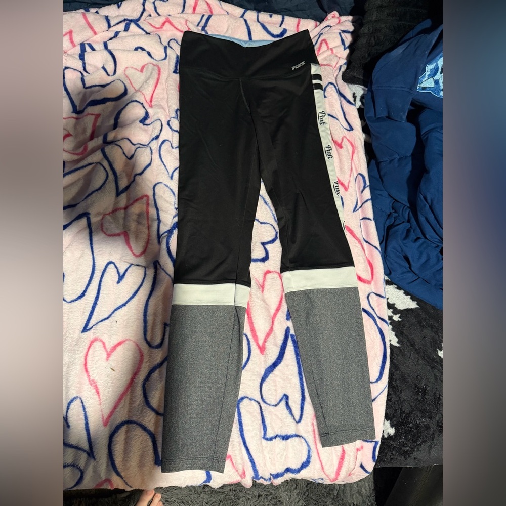 Pink Victoria's Secret Black And Gray Leggings